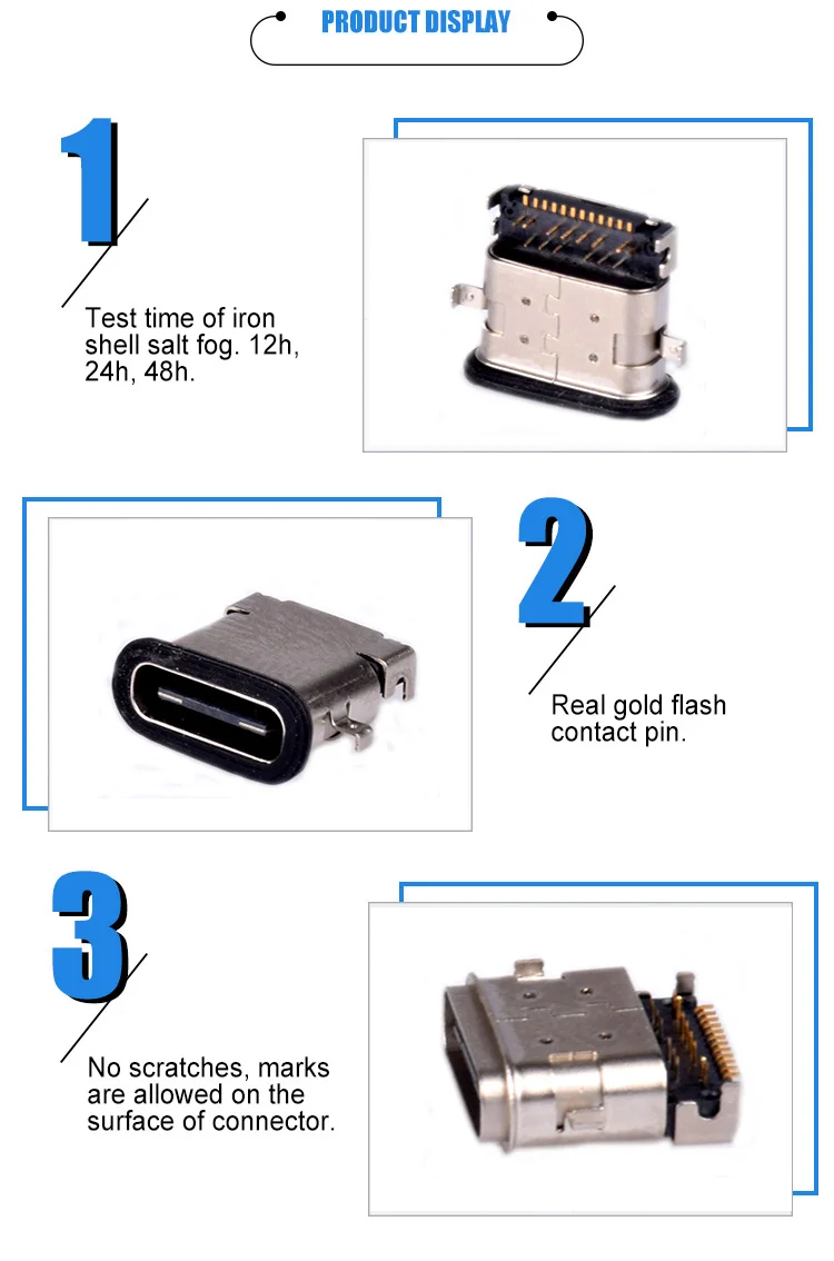 China Factory 6Pin Waterproof Female USB Type C Connector IPX8