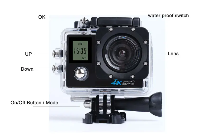 2018 HDKing Allwinner V3 900mAh Underwater Dual Screen Action Camera 4K