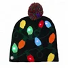 HZM-18032001 Custom light up flashing holiday pompom knitted unique christmas hat