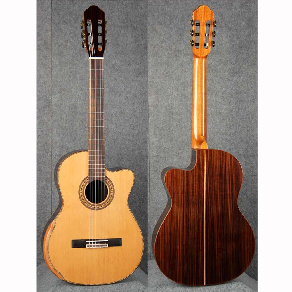 chard 39 "实心雪松顶级红木背面和侧面经典吉他光泽完成 ec95-sk