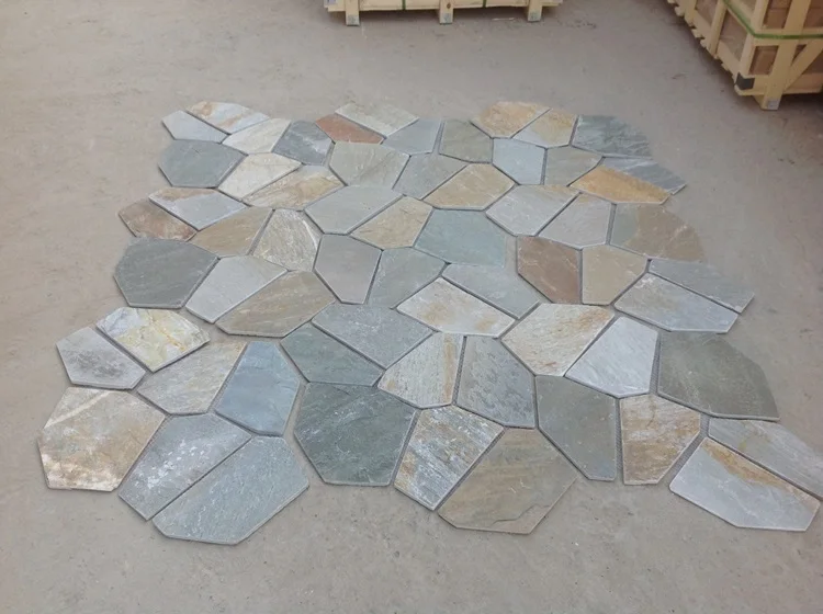 Crazy Slate Paving Stone On Mesh For Outdoor Wall Decorative