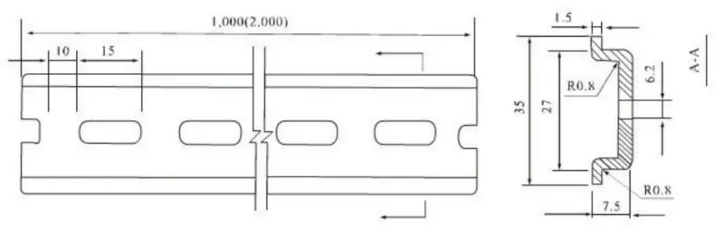 Дин рейка 35 мм чертеж