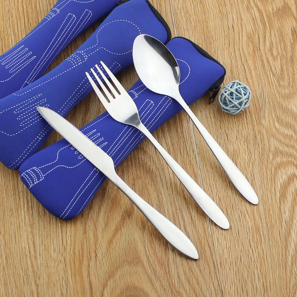 Reusable Travel Utensils Set With Case, 3 Sets Wheat Straw Portable Knife Fork