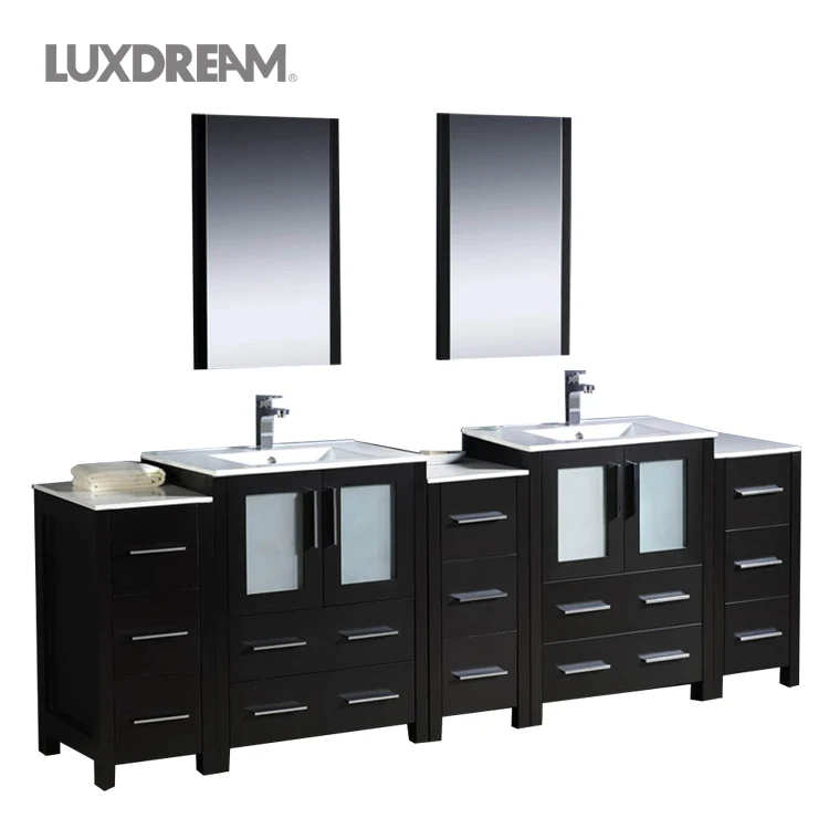84 Inch Modern Black Solid Wood Bathroom Vanity Set For Wholesales ...