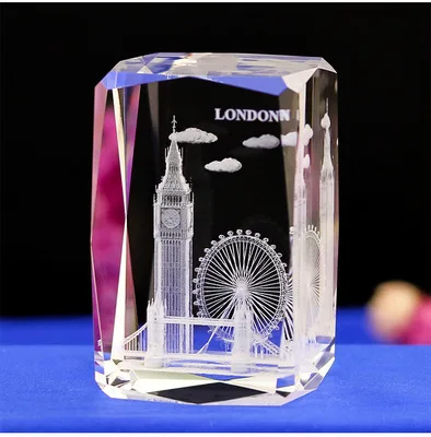 Tourist Souvenirs Gifts UK London Eye carving 3d laser crystal engraving crystal crafts supplier