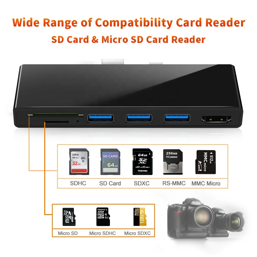 Portable Multiport Card Reader Docking Station 6 In 1 Adapter USB Hub 3.0 Combo TF Card Reader Driver USB Hub for surfa