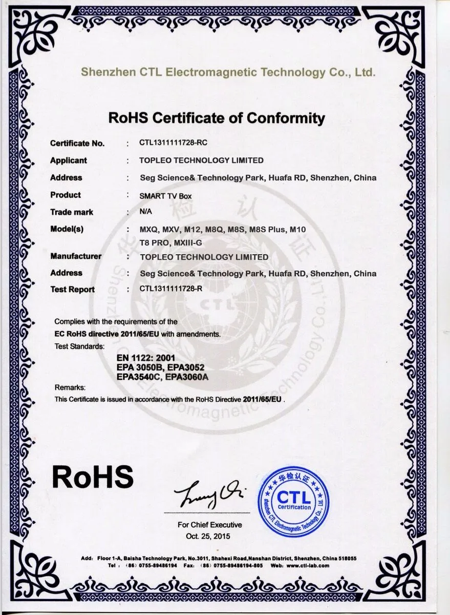 RoHs Certification