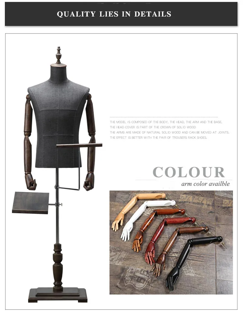 Xinji Half Body Male Mannequin Props Cotton Hemp Cloth Mannequin Men