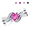 Fashion 925 Silver Plating Heart Shaped Cubic Zircon Diamond Ring Set Women Wedding Promise Set Ring