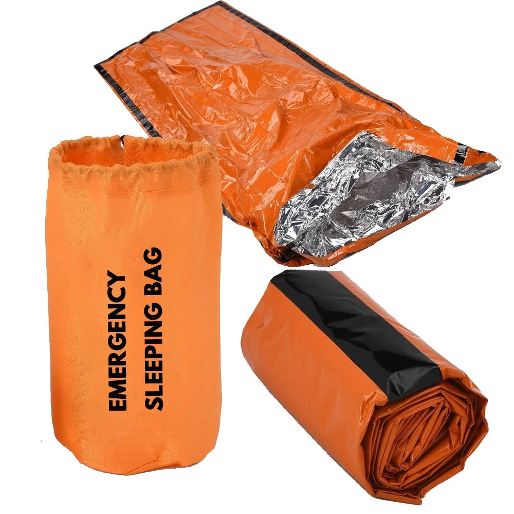 Camping Thermal Bivvy Sack Include Survival Whistle for Outdoor Hiking Ultralight Waterproof Survival Sleeping Bag with Mylar Blanket Backpacking Life Bivvy Emergency Sleeping Bag 2 Pack 