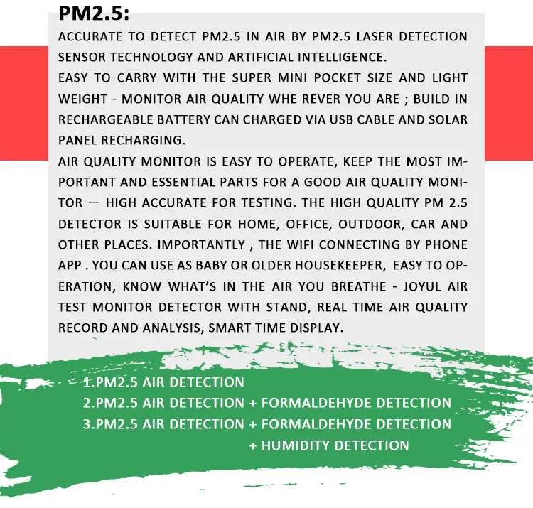 Formaldehyde Detector Air Quality Tester PM2.5 Humidity Meter for Home Office School Hospital