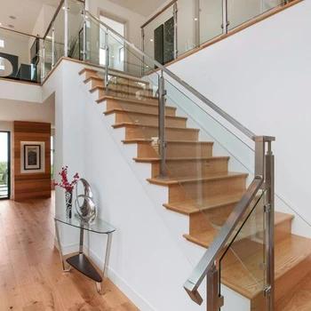 Modern Interior Glass Railing Designs With Stainless Steel \/pvc Handrail For Stairs - Buy Glass 