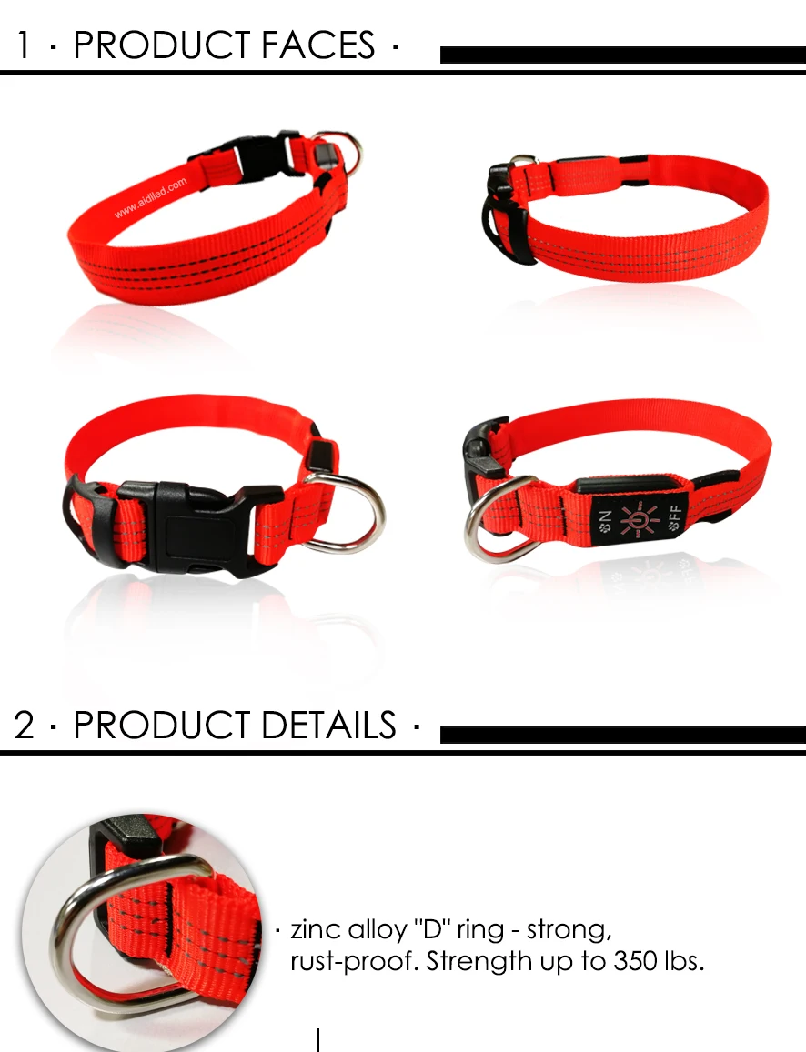 April New Product Dog Led Pet Safety Collar, Adjustable Rechargeable Dog Collar