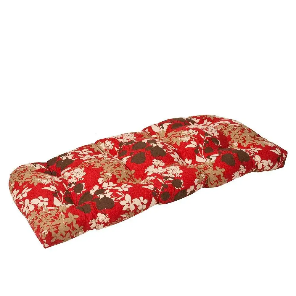 Pillow Perfect Indoor/Outdoor Red/Brown Floral Wicker Loveseat Cushion