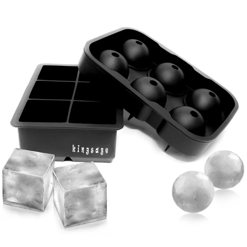 Silicone Sphere Ice Ball Mold With Lid And Large Ice Cube Tray Big Size