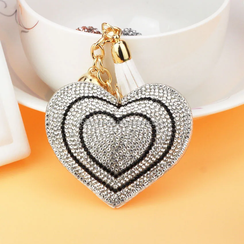 Rhinestone Keyring Heart Shaped Key Chain Keychain Acrylic Keychain ...