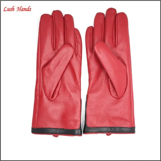 2016 ladies winter cheap pigskin leather hand gloves with zipper