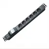 1U 6 ways Germany type PDU socket with 2 pole mini circuit breaker