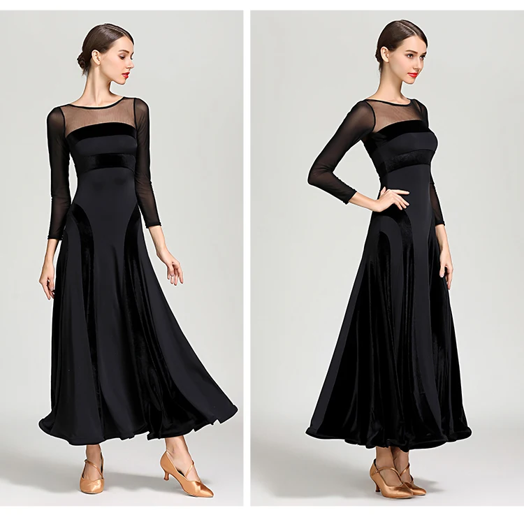 Women's Flamenco Waltz Long Sleeve Stage Dance Dress