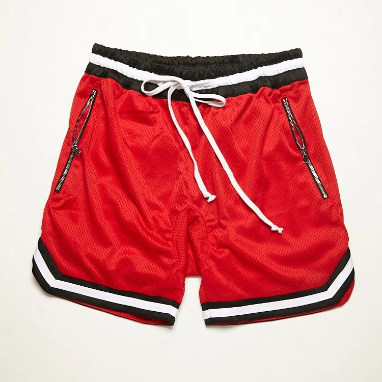 Mens Black White Striped Trim Mesh Basketball Shorts - Buy Basketball ...