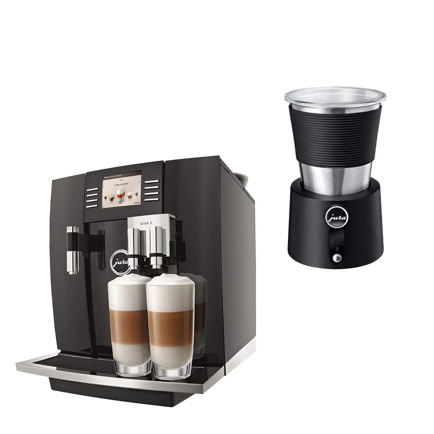 Jura 15066 Automatic Coffee Machine Giga 5, Piano Black with Automatic Milk Frother