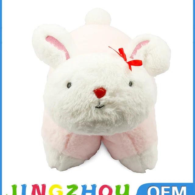 pink rabbit design stuffed soft plush animal pillow for baby