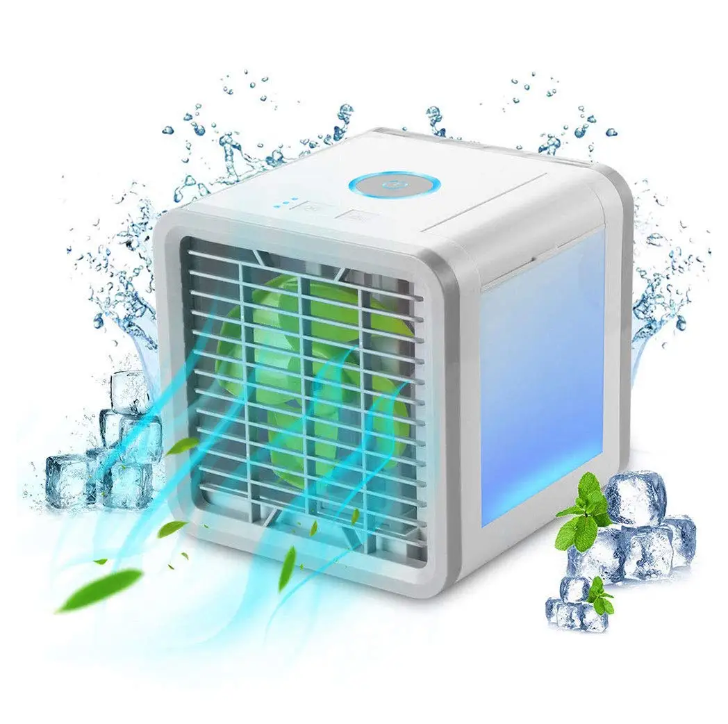 Portable Air Conditioner Fan,Personal Air Cooler, 3-in-1 USB Mini Air Cooler Humidifier and Purifier,3 Speeds and 7 Colors LED Light for Family Outdoor Travel
