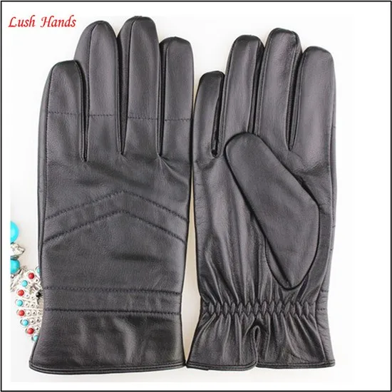 New arrivals, fashion men leather gloves simple style black color