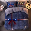 Winter Thicken Flannel Fabric Latest Design Mandala Plain Warm Soft Bed Sheet Bedding Set