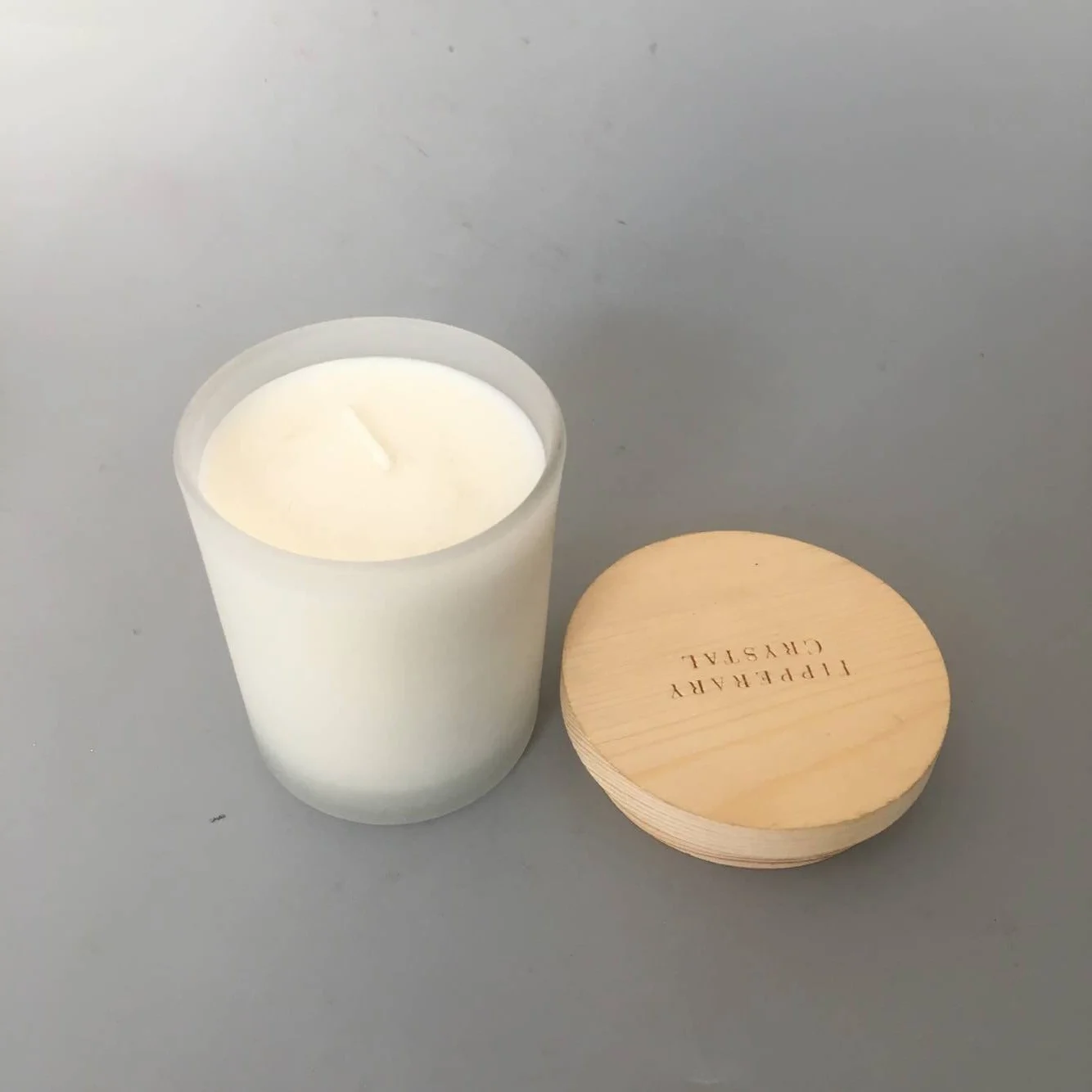 White Plain Frosted Glass Jars Candle With Wood Lid Buy Plain Glass