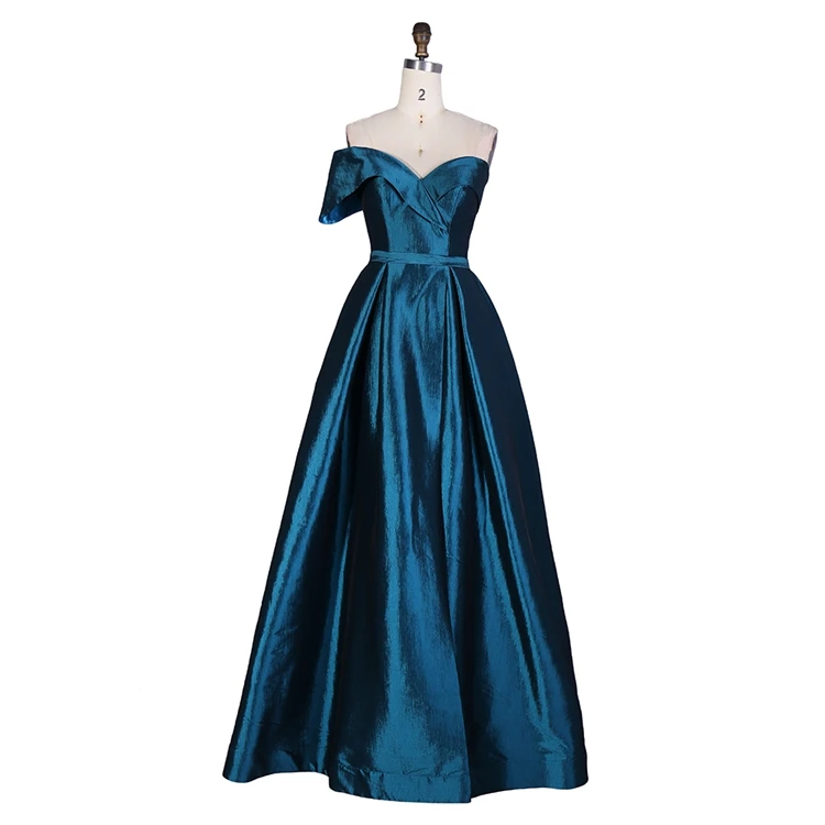Custom 100% Polyester Elastane Dresses Ladies One Shoulder Prom Gown ...