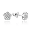 POLIVA Fashion Wholesale High Quality Druzy White Rhodium Plating 925 Sterling Silver Simple Rose Flower Shape Stud Earring