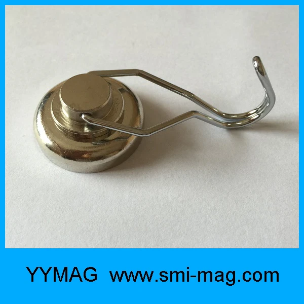 100 Lbs Magnetic Hooks Heavy Duty Magnets Chrome Stainless Steel Hook ...