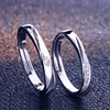 Esty Hot Sale 925 Sterling Silver 0.1 Micron Rhodium plated Channel Setting 5A Cubic Zirconia Wedding Couple Ring
