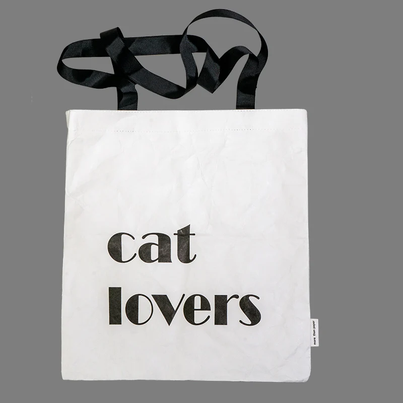 Lightweight waterproof breathable cartoon printing dupont shoulder tote bag TYVEK fashion shopping bag for sale