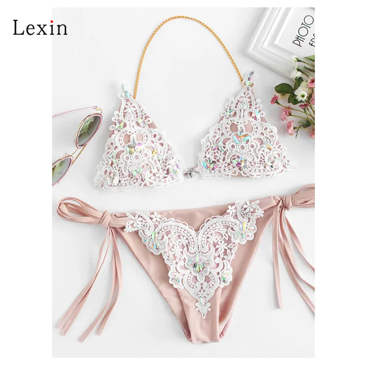 Two Piece Sexi Lace Embroidery Bathing Suits Bikini Swimsuits Buy Two Piece Swimsuitstwo 2987