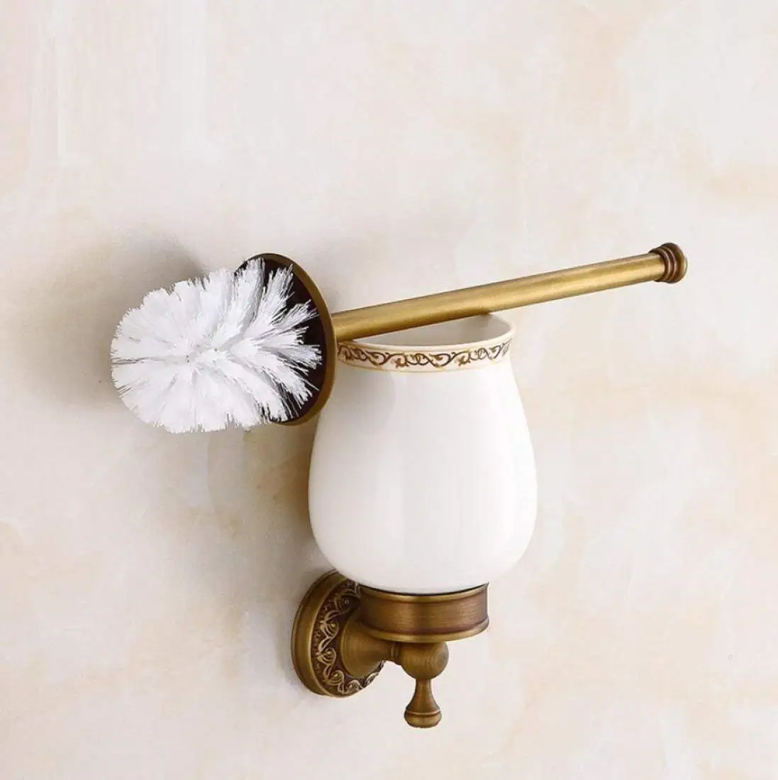 LGSYSYP Bathroom accessories/all bronze high-grade toilet brush and bracket wall-mounted bathroom accessories toilet cleaning brush set modern design toilet brush and toilet cleaner cup holder towe
