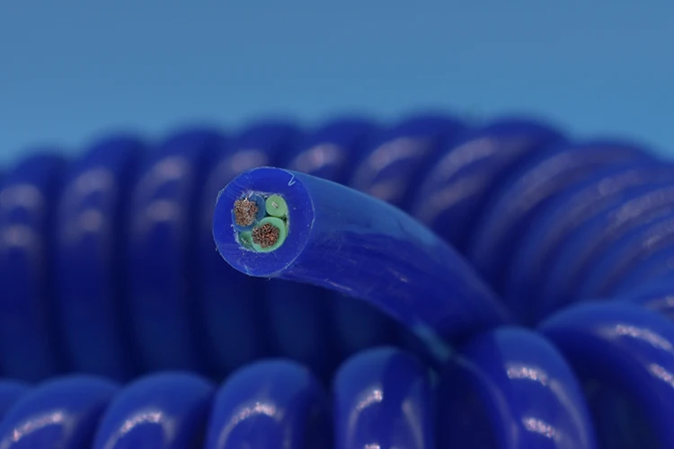 2*1.5mm2 Coiled Cable 2 Cores Pur Spiral Cable For Equipment Power Cord