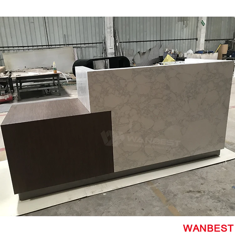 Modern Acrylic Wood Hotel Restaurant Nail Salon Clinic Standing Reception Desk Cashier Counter