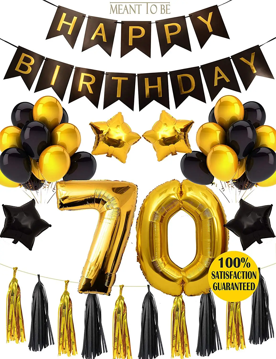 70th Birthday 70th Anniversary Centerpiece Black And Gold Foil 70 Table 