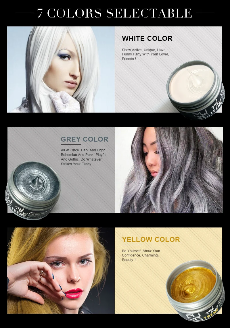 Fashion White Color Hair Styling Wax Hair Coloring No Damage To Scalp - Buy  Hair Styling,Hair Color Wax,Hair Coloring Product on 
