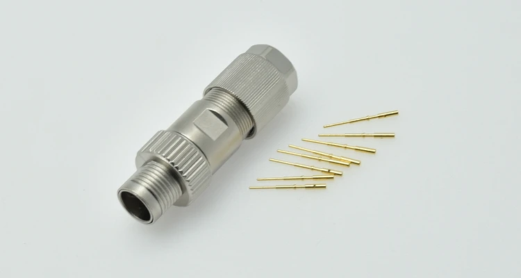 金属电缆插头防水电源 8 针 m12 x 代码连接器