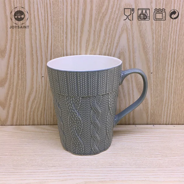 Creative Ceramic Coffee Mug With 3D Embossed Knit Sweater Pattern Mug