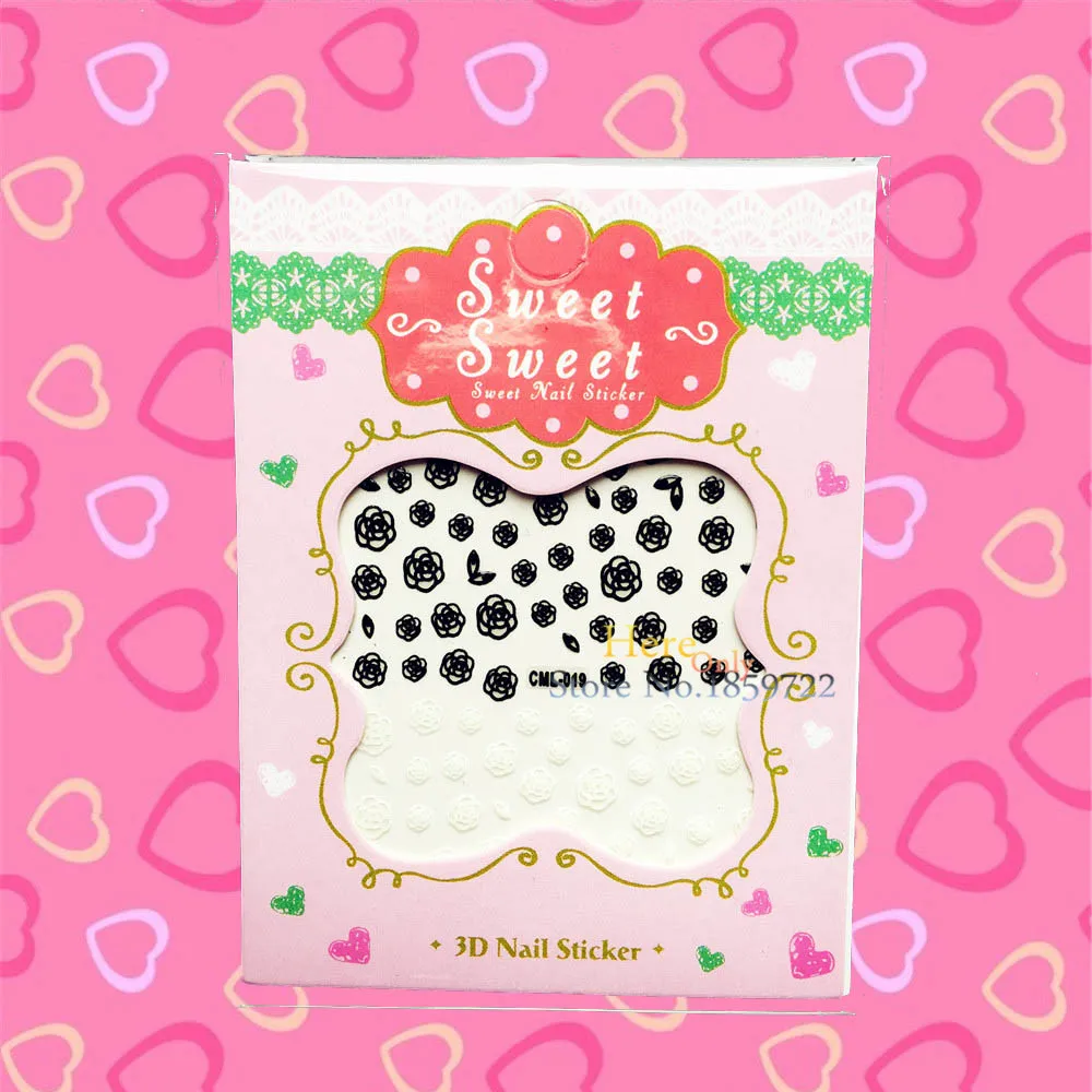 1PC Black White Roses Design Nail Stickers Water Transfer Pattern HCML 019 Kids School Nail Paste