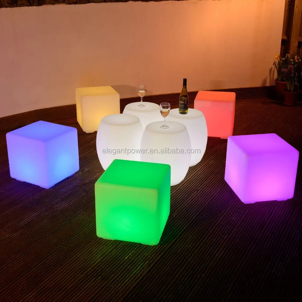 led cube 50x50x50 Manufacture glowing furniture modern RGB LED plastic light cube