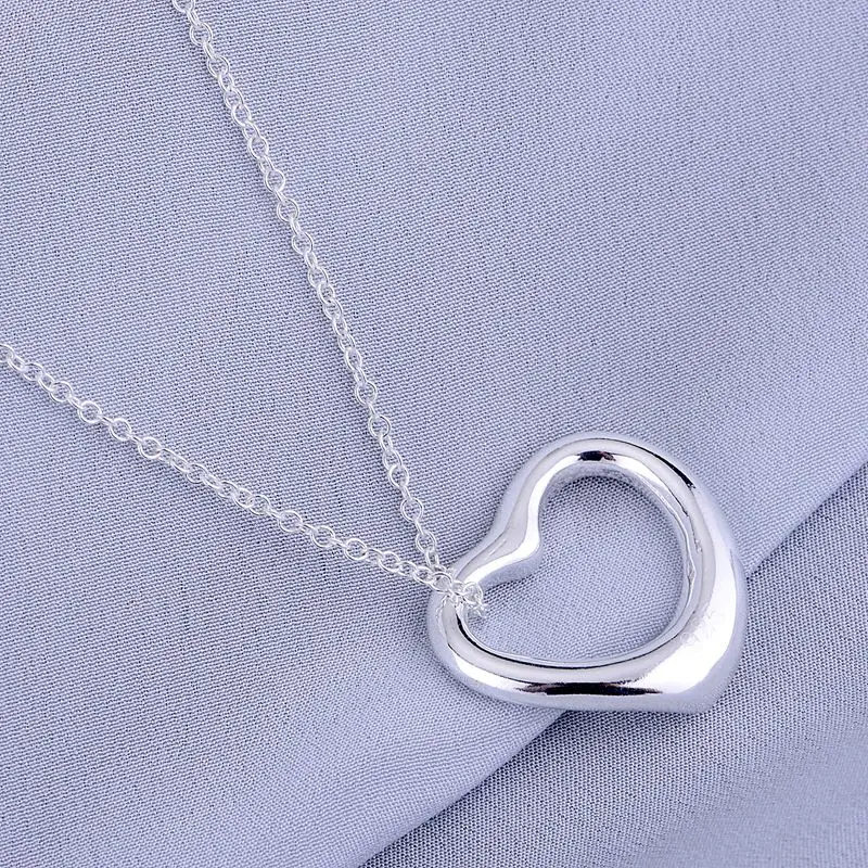Cordiform Shiny Light Silver Plated Necklace Sterling Silver Jewelry Silver Pandant Fashion