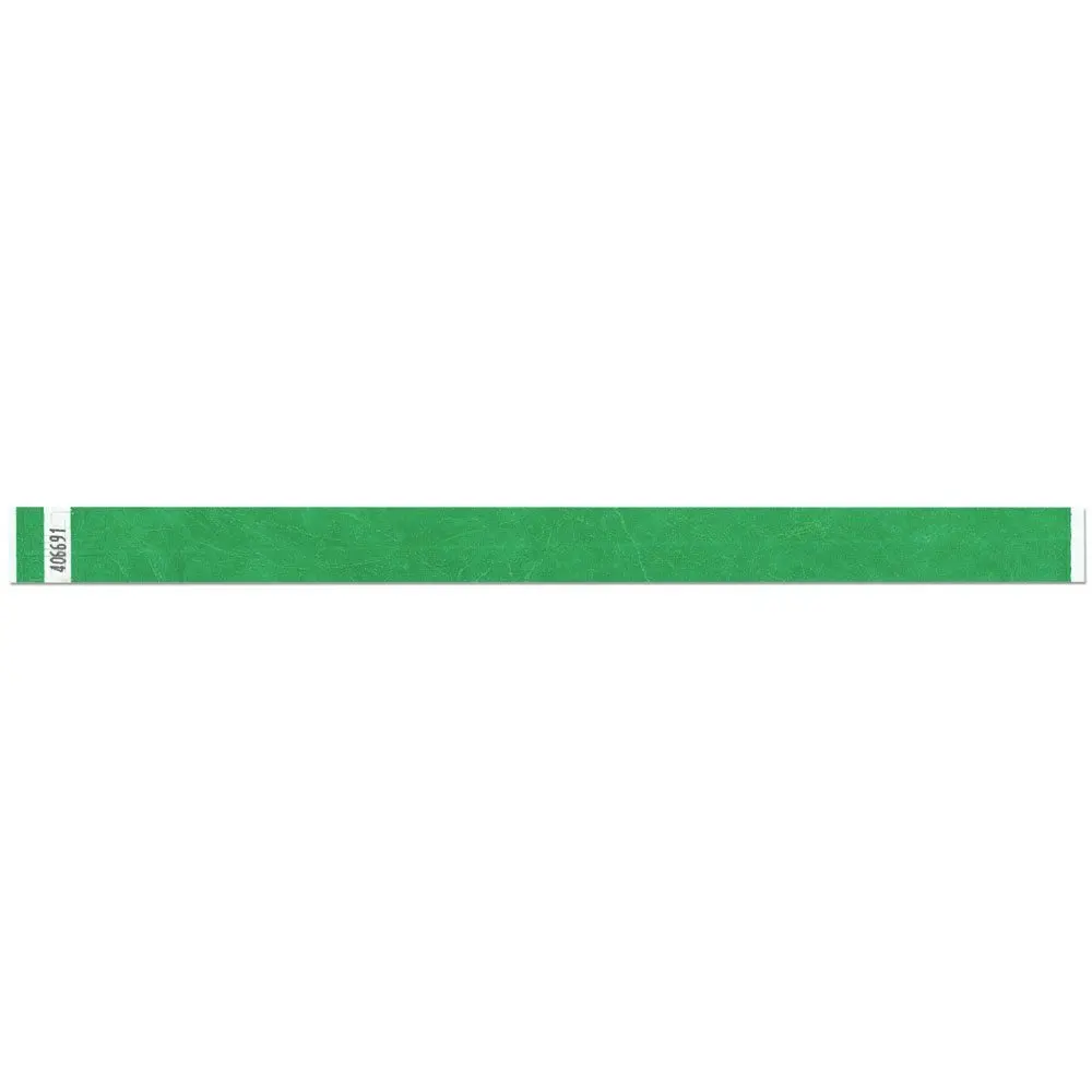 3/4 Inch Tyvek Tytan-Band® Wristbands - Economical Comfortable Tear Resistant - Kelly Green - 500 Pieces Per Box