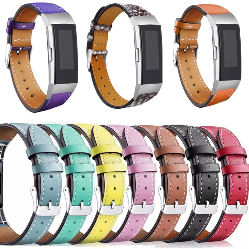 Best Seller OEM Vintage Calf Genuine Leather Wrist Watch Straps For Fitbit Charge 3 Band