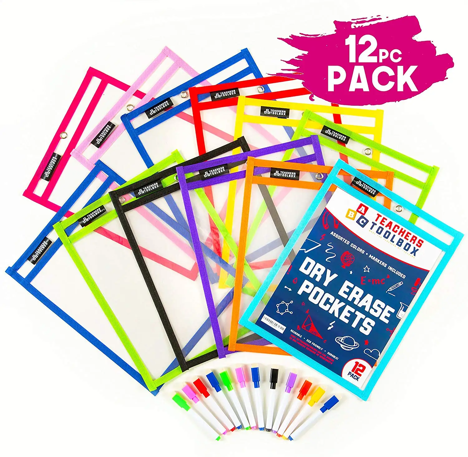 Dry Erase Pockets Reusable Clear Plastic Sleeves With Mark School