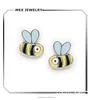 Tiny Enamel Bumble Bee Earrings for Adults or Children In Pure 925 Sterling Silver